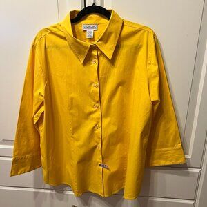JG HOOK Yellow ¾ Length Sleeve Button Up ‎ Shirt (2X) CUTE!